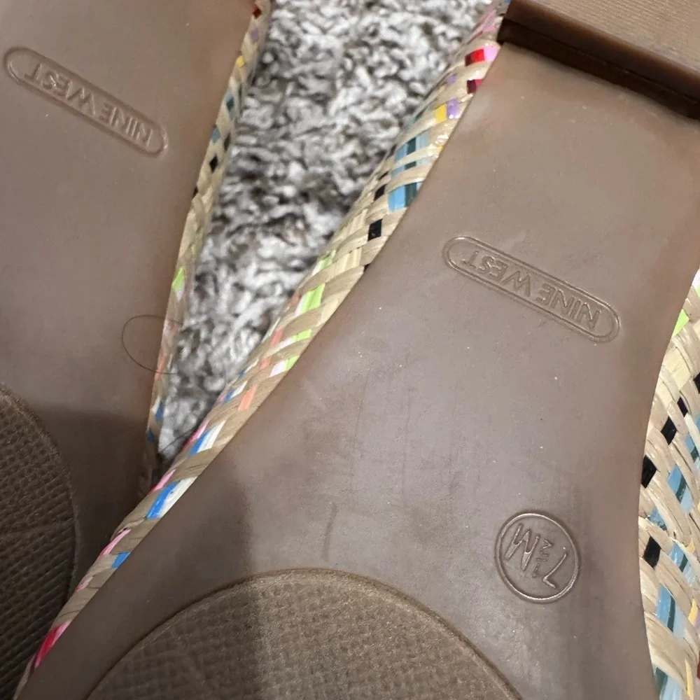 Nine West Beige Woven Flats with Multicolor Accents